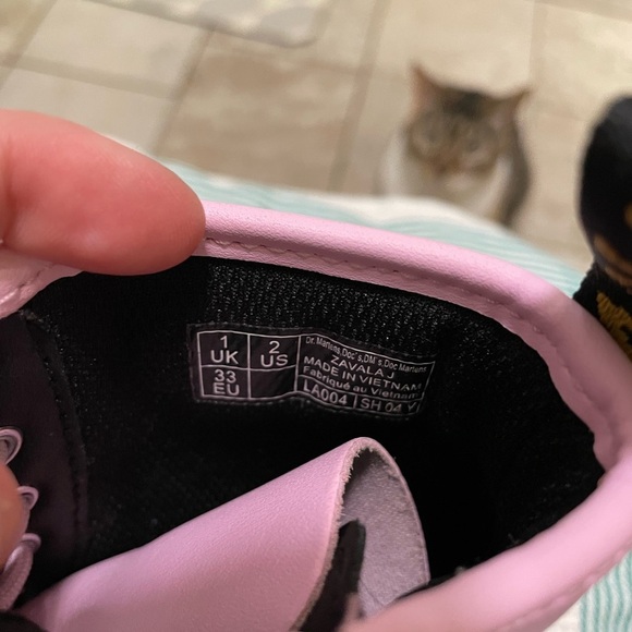 Dr. Martens Kids Zavala J Combat Boots Size 2 Pastel Pink Lace Up Punk Grunge - Picture 5 of 6